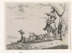 Tre jægere med hunde