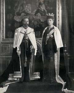 Kong George V og Queen Mary ved deres første åbning af parlamentet, 6. februar 1911, 1951. af William and Daniel Downey