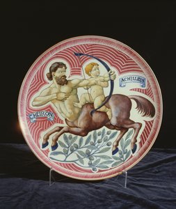 Oplader forestillende Cheiron og Achilleus (keramik) af William de Morgan