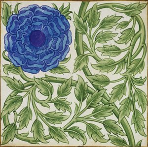 Plant med en blå blomst af William de Morgan