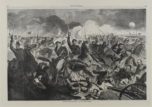 En krig for foreningen 1862 - En kavalerianklage af Winslow Homer