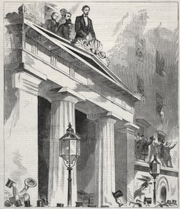 Abraham Lincoln, den valgte præsident, taler til folket fra Astor House-balkonen, 9. februar 1861 af Winslow Homer