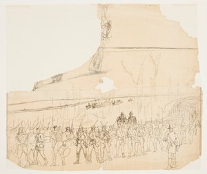En infanterikolonne i marts af Winslow Homer