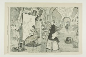 Kunststuderende og kopister i Louvre-galleriet, Paris af Winslow Homer