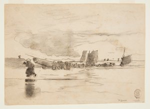 Strand ved lavvande, Cullercoats, England af Winslow Homer
