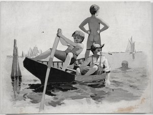 Svømning for drenge, Gloucester Harbor af Winslow Homer