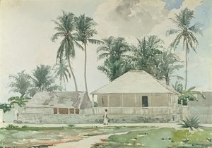 Cabins, Nassau, 1885 (wc og blyant på papir) af Winslow Homer