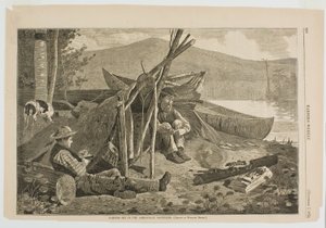 Camping i Adirondack-bjergene af Winslow Homer