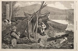 Camping ude i Adirondack-bjergene, 1874. af Winslow Homer
