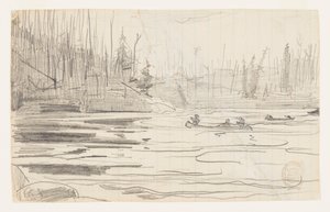 Kanoer på en sø af Winslow Homer