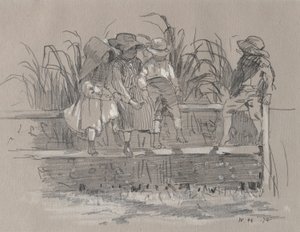 Børn, der sidder på et hegn af Winslow Homer