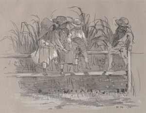 Børn, der sidder på et hegn af Winslow Homer