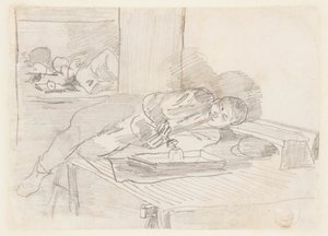 Kinesisk mand, der ryger et opiumsrør i et klubhus på Baxter Street, New York City af Winslow Homer