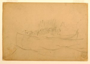 Tegning, En dory fyldt med mænd, 1881-82 af Winslow Homer