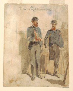 Tegning, "Fra Richmond"; To sårede soldater, 1862 af Winslow Homer