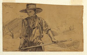 Tegning, Høslæt, ca. 1864 af Winslow Homer
