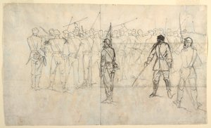 Tegning, Infanteriets riffeløvelse, Sickles Regiment, 1862 af Winslow Homer