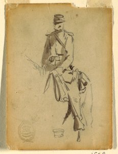 Tegning, officer i det ridende kavaleri, 1862 af Winslow Homer