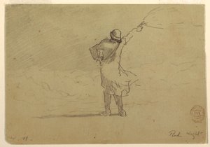 Tegning, "Rødt lys", sandsynligvis 1883 af Winslow Homer