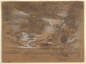 Tegning, skibsdæk med to kvinder, muligvis 15. juli 1886 af Winslow Homer