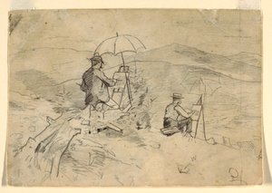 Tegning, studie til "Artists Sketching in the White Mountains" og "The Artist in the Country", 1868 af Winslow Homer