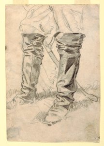 Tegning, studie af kavaleriofficerens støvler, 1862-64 af Winslow Homer