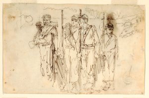 Tegning, De vandrende sårede, 1861-62 af Winslow Homer
