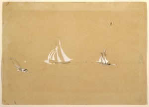 Tegning, to skonnerter, 1880 af Winslow Homer
