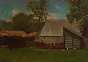 Gårdhave med ænder og høns af Winslow Homer