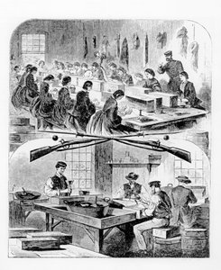 Påfyldning af patroner ved arsenalet i Watertown, Massachusetts, 1860