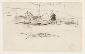 Fisker og to andre mænd i en kano af Winslow Homer