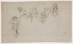 Fem skitser af unge drenge af Winslow Homer