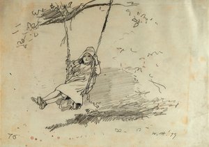 Pige på en gynge, 1879 af Winslow Homer