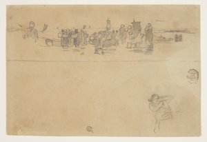Grupper af kvinder ved stranden, Cullercoats, England af Winslow Homer