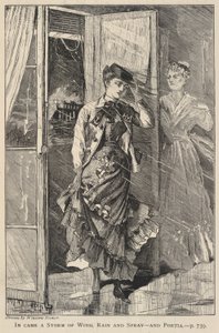 En storm af vind, regn og søsprøjt kom - og Portia, fra The Galaxy, december 1869 af Winslow Homer