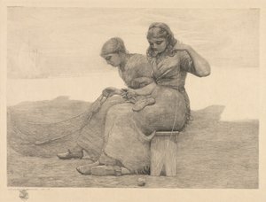 Mending the Tears, 1888. af Winslow Homer