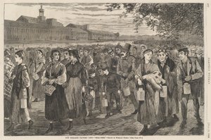 New England Factory Life - Bell-Time, udgivet 1868. af Winslow Homer