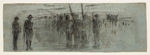 Officer og medhjælper inspicerer en eskadron af Winslow Homer