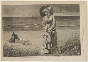 På stranden - To er selskab, tre er ingen af Winslow Homer
