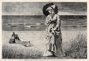 On the Beach - Two are Company, Three are None, 1872. af Winslow Homer