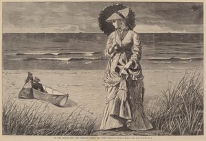 On the Beach - Two are Company, Three are None, udgivet 1872. af Winslow Homer