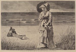On the Beach - Two are Company, Three are None, udgivet 1872. af Winslow Homer