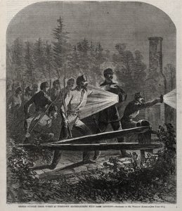 Oprørere uden for deres befæstninger ved Yorktown på rekognosceringsopgave med mørke lanterner af Winslow Homer
