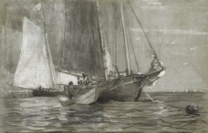 Skonnert ved Anker, 1884 af Winslow Homer