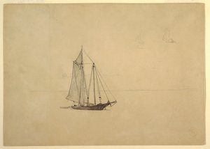 Schooner med Jolle af Winslow Homer