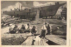 Ship-Building, Gloucester Harbor, fra Harper af Winslow Homer