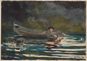 Skitse til «Jagthund og jæger» af Winslow Homer
