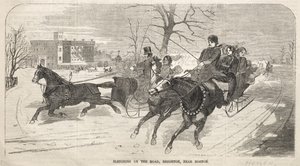 Kælkning på vejen, Brighton, nær Boston af Winslow Homer