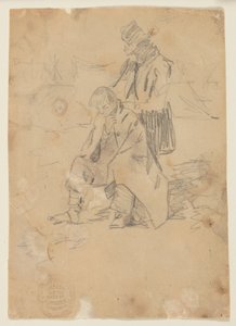 Soldat sidder på en kasse af Winslow Homer