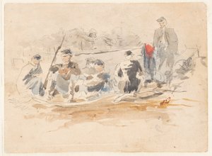 Soldater siddende i en gruppe af Winslow Homer